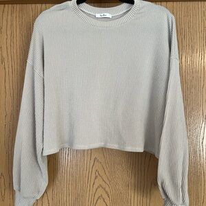 Tan Ribbed Knit Sweater cropped
